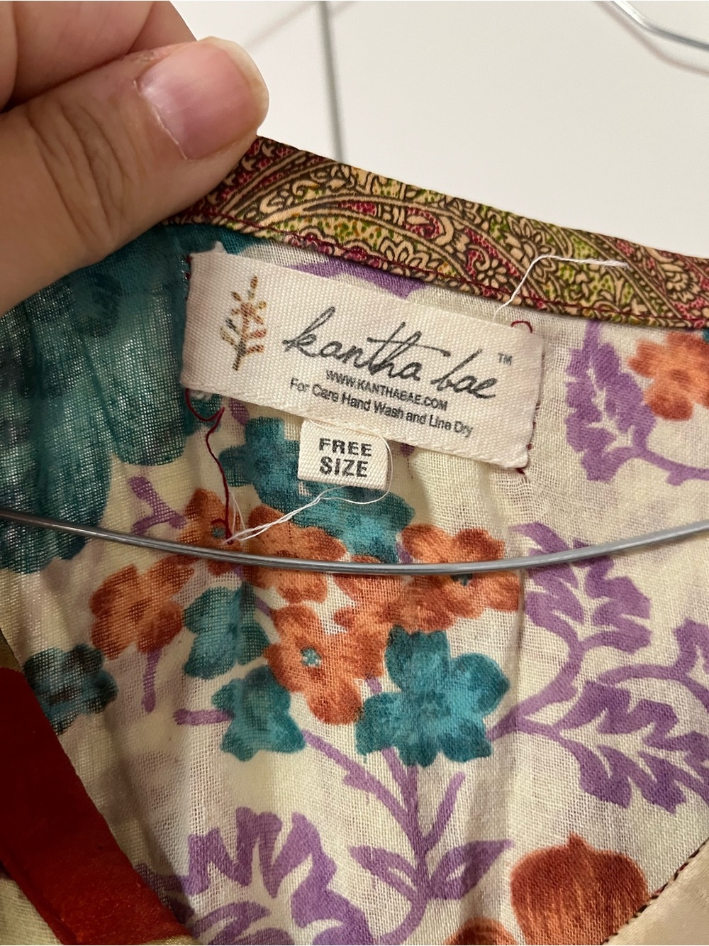 Kantha Bae Reversible Cotton Muu Muu Swim Coverup OS Silk Pockets - Picture 2 of 10